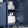 SoBuy BZR112-B Colonne Salle de Bain avec 3 Étagères et 1 Tiroir – L35×P30×H170 cm, Charge 40 kg, MDF E1, Bleu