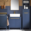 SoBuy BZR113-B Meuble sous-Lavabo Bleu Foncé 60 cm avec 2 Portes, Cloison et Pieds en Pin – Profondeur 30 cm, MDF E1, Charge 30 kg