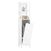 SoBuy BZR123-W Meuble Salle de Bain avec Panier à Linge Colonne Salle de Bain Rangement 145cm Meuble Rangement avec 2 Étagère