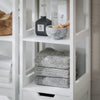 SoBuy BZR123-W Colonne Salle de Bain avec Panier à Linge Amovible et 2 Étagères Ouvertes – L30×P30×H145 cm, Charge 20 kg, MDF et Bambou, Blanc