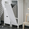 SoBuy BZR123-W Colonne Salle de Bain avec Panier à Linge Amovible et 2 Étagères Ouvertes – L30×P30×H145 cm, Charge 20 kg, MDF et Bambou, Blanc