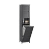 SoBuy BZR124-DG Meuble Colonne avec Panier à Linge – Armoire de Salle de Bain Rangement Étroit Étagère de Salle de Bain Petit