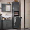 SoBuy BZR124-DG Meuble Colonne avec Panier à Linge – Armoire de Salle de Bain Rangement Étroit Étagère de Salle de Bain Petit Meuble WC Placard Gris 40x170x38 cm