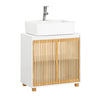 SoBuy BZR125-W Meuble sous Lavabo de Salle de Bain, Meuble sous Vasque à 2 Portes en Bambou, Placard Armoire de Rangement Meu