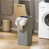 SoBuy BZR132-NG Meuble de Salle de Bain avec Panier à Linge – 31,5 cm, Pieds en Métal, Anti-Basculement, Gris Naturel