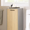 SoBuy BZR132-NG Meuble de Salle de Bain avec Panier à Linge – 31,5 cm, Pieds en Métal, Anti-Basculement, Gris Naturel
