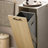 SoBuy BZR132-NG Meuble de Salle de Bain avec Panier à Linge – 31,5 cm, Pieds en Métal, Anti-Basculement, Gris Naturel