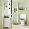 SoBuy BZR137-GR Colonne Salle de Bain Vert et Blanc 167 cm avec Sac à Linge Pliable, Porte, Étagère Réglable et Compartiment Ouvert – Pieds Métal, 30 cm de Profondeur