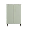 SoBuy BZR138-GR Meuble Bas Salle de Bain Vert et Blanc 87 cm avec 2 Portes, Étagères Réglables et Compartiment Ouvert – Pieds Métal, Charge 45 kg