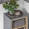 SoBuy BZR146-DG Meuble Bas de Salle de Bain, Meuble Demi-Colonne sur Pied, Placard WC Étroit avec 1 Panier à Linge