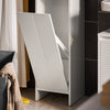 SoBuy BZR154-W Petit Meuble Salle de Bain avec Panier à Linge – Meuble WC Rangement 30x30x87 cm avec Porte Abattante, Design Moderne Blanc, Idéal pour Buanderie