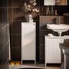 SoBuy BZR154-W Petit Meuble Salle de Bain avec Panier à Linge – Meuble WC Rangement 30x30x87 cm avec Porte Abattante, Design Moderne Blanc, Idéal pour Buanderie