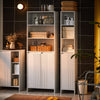 SoBuy BZR155-W Meuble Colonne Salle de Bain avec Panier à Linge – Armoire Haute Étroit avec Portes et Étagères Ouvertes – Meuble Rangement WC Blanc 60x30x171cm