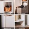 SoBuy BZR156-W Meuble Salle de Bain avec Panier à Linge – Colonne Rangement WC étroite avec Porte Abattante et Étagères Ouvertes, 86x50x30cm, Blanc