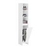 SoBuy BZR158-W Meuble Salle de Bain avec Panier à Linge Colonne Salle de Bbain Armoire Haute Étroite en MDF Blanc avec Étagèr