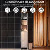 SoBuy BZR158-W Colonne Salle de Bain avec Panier à Linge et Étagères Réglables, Gain de Place, pour Salle de Bain et WC, Compact – L30×P30×H170 cm, MDF, Blanc
