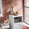 SoBuy BZR161-W Meuble Salle de Bain avec Panier à Linge, Sac Amovible, Format Compact, pour Salle de Bain et WC, Rangement Optimisé – L30×P30×H97 cm, Blanc