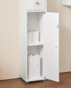 SoBuy BZR167-GW Colonne Salle de Bain avec 1 Tiroir, 2 Portes, 5 Compartiments Ouverts et Étagères Réglables, Gain de Place – L20×P20×H180 cm, Blanc Brillant
