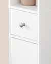 SoBuy BZR167-GW Colonne Salle de Bain avec 1 Tiroir, 2 Portes, 5 Compartiments Ouverts et Étagères Réglables, Gain de Place – L20×P20×H180 cm, Blanc Brillant