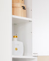 SoBuy BZR167-GW Colonne Salle de Bain avec 1 Tiroir, 2 Portes, 5 Compartiments Ouverts et Étagères Réglables, Gain de Place – L20×P20×H180 cm, Blanc Brillant