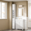 SoBuy BZR167-GW Colonne Salle de Bain avec 1 Tiroir, 2 Portes, 5 Compartiments Ouverts et Étagères Réglables, Gain de Place – L20×P20×H180 cm, Blanc Brillant
