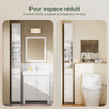 SoBuy BZR167-GW Colonne Salle de Bain avec 1 Tiroir, 2 Portes, 5 Compartiments Ouverts et Étagères Réglables, Gain de Place – L20×P20×H180 cm, Blanc Brillant
