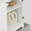 SoBuy BZR18-W Meuble sous Lavabo avec Étagère Réglable, Format Compact, pour Salle de Bain et WC, Rangement Optimisé, Pratique – L60×P29×H60 cm, MDF, Blanc