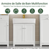 SoBuy BZR18-W Meuble sous Lavabo avec Étagère Réglable, Format Compact, pour Salle de Bain et WC, Rangement Optimisé, Pratique – L60×P29×H60 cm, MDF, Blanc