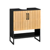 SoBuy BZR202-SCH Meuble sous Lavabo Salle de Bain 60 cm Petit Meuble de Rangement en Bambou et Métal Meuble sous Vasque Compa