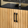 SoBuy BZR202-SCH Meuble sous Lavabo avec Découpe Siphon, Étagère Réglable et Portes en Bambou – L60×P30×H70 cm, MDF E1, Pieds Métal, Noir