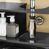 SoBuy BZR202-SCH Meuble sous Lavabo avec Découpe Siphon, Étagère Réglable et Portes en Bambou – L60×P30×H70 cm, MDF E1, Pieds Métal, Noir