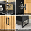 SoBuy BZR202-SCH Meuble sous Lavabo avec Découpe Siphon, Étagère Réglable et Portes en Bambou – L60×P30×H70 cm, MDF E1, Pieds Métal, Noir