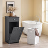 SoBuy BZR21-II-DG Meuble Salle de Bain avec Panier à Linge, 1 Tiroir et 1 Panier, Pliable, pour Salle de Bain et WC, Rangement Optimisé – L40×P38×H90 cm, Gris