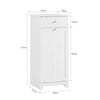 SoBuy BZR21-II-W Meuble Bas Salle de Bain Blanc 90 cm avec Panier à Linge Basculant 2 Compartiments, Tiroir et Étagère – Fermeture Silencieuse, MDF E1