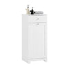 SoBuy BZR21-II-W Meuble Bas Salle de Bain Blanc 90 cm avec Panier à Linge Basculant 2 Compartiments, Tiroir et Étagère – Ferm