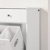SoBuy BZR21-II-W Meuble Bas Salle de Bain Blanc 90 cm avec Panier à Linge Basculant 2 Compartiments, Tiroir et Étagère – Fermeture Silencieuse, MDF E1