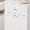 SoBuy BZR21-II-W Meuble Bas Salle de Bain Blanc 90 cm avec Panier à Linge Basculant 2 Compartiments, Tiroir et Étagère – Fermeture Silencieuse, MDF E1