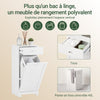 SoBuy BZR21-II-W Meuble Bas Salle de Bain Blanc 90 cm avec Panier à Linge Basculant 2 Compartiments, Tiroir et Étagère – Fermeture Silencieuse, MDF E1