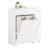 SoBuy BZR214-W Meuble Salle de Bain avec Panier à Linge Colonne de Rangement avec 1 Tiroir, et Compartiment Coulissant, Armoi