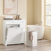 SoBuy BZR214-W Colonne Salle de Bain avec Panier à Linge et 1 Tiroir, pour Salle de Bain et WC, Rangement Optimisé, Design Fonctionnel – L78×P38×H90 cm, Blanc