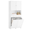 SoBuy BZR215-W Colonne Salle de Bain 2 Paniers à Linge Intégrés – Meuble Gain de Place 181 cm Blanc