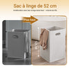 SoBuy BZR216-W Colonne de Salle de Bain avec Panier à Linge 45 L, Tiroir, Étagère Réglable et Porte Réversible – Charge 34 kg – 40×38×180 cm, Blanc
