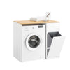 SoBuy BZR217-WN Meuble Machine à Laver – Meuble de Salle de Bain avec Panier à Linge et tiroir, pour Lave-Linge et sèche-Ling