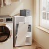SoBuy BZR218-W Meuble Salle de Bain avec Panier à Linge Intégré, Porte Basculante, 2 Paniers en Tissu et 3 Étagères Réglables – Colonne Rangement Blanc, 50 × 30 cm
