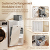 SoBuy BZR218-W Meuble Salle de Bain avec Panier à Linge Intégré, Porte Basculante, 2 Paniers en Tissu et 3 Étagères Réglables – Colonne Rangement Blanc, 50 × 30 cm