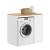 SoBuy BZR223-WN Meuble au-dessus du Lave-Linge 100×60×95 cm – Étendoir Coulissant, Panier à Linge, Sans Panneau Arrière, Blan