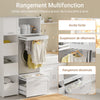 SoBuy BZR230-W Colonne de Buanderie pour Lave-Linge avec 2 Tiroirs – Penderie Escamotable, MDF – 66×60,5×186 cm, Blanc