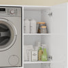SoBuy BZR231-W Meuble Lave-Linge et Sèche-Linge avec Armoire – Tiroir, Étagères Réglables – 110×60,1×186 cm, Blanc