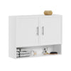 SoBuy BZR233-W Armoire Murale 2 Portes avec Étagère Réglable – Meuble Suspendu Salle de Bain – 90×70×28,5 cm, Blanc