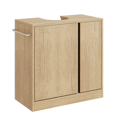 SoBuy BZR235-N Meuble sous-Vasque à Poser 60 cm – Meuble sous Lavabo Chêne Clair Style Scandinave avec Porte-Serviette Intégré – 60×30×60 cm, Charge 30 kg